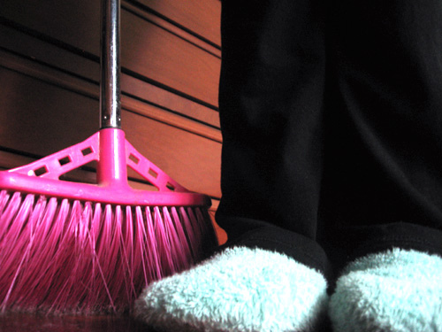 Slippers, Broom. Chores, Housework