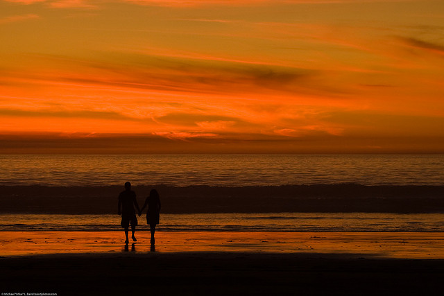 Beach, Sunset, Couple