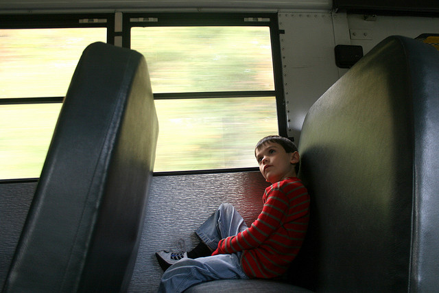 Child on a bus, Bus Seat, Window
