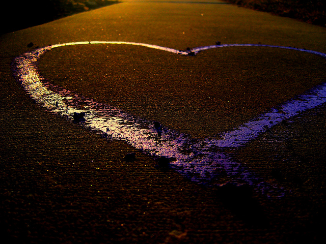 love heart, sidewalk