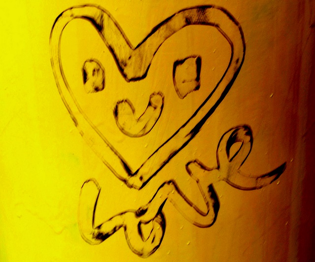 yellow love heart